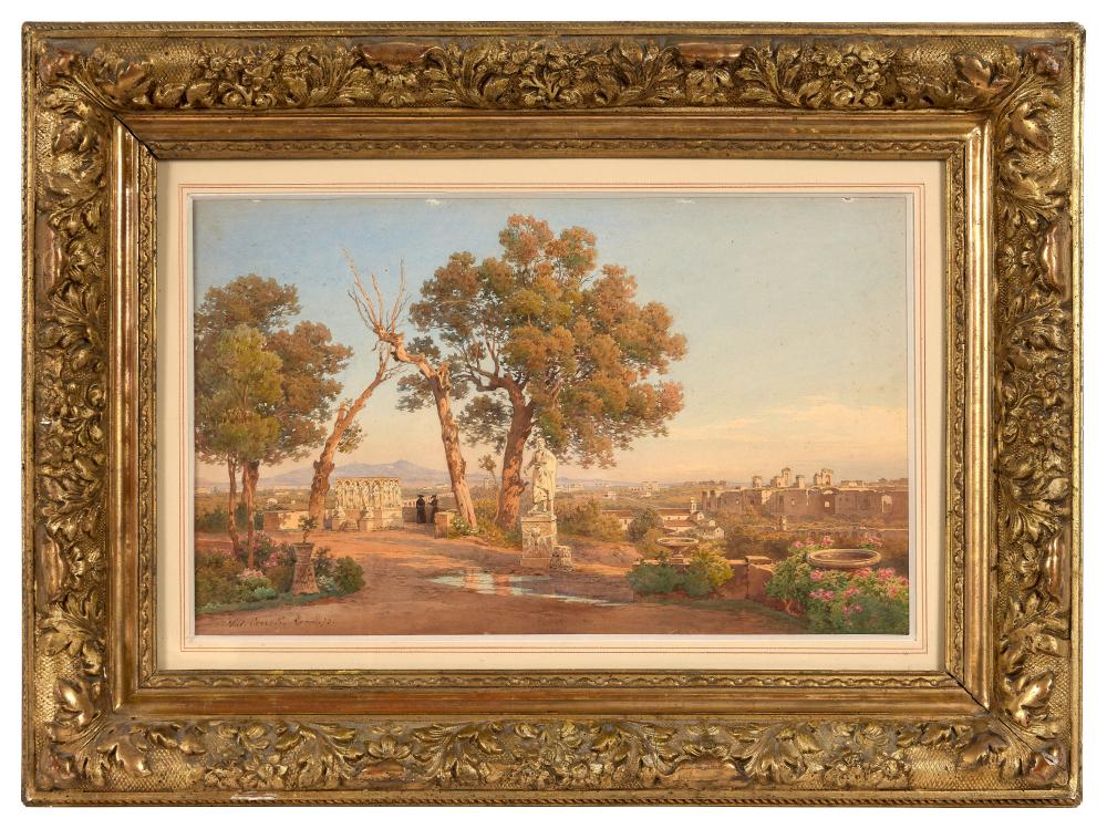Salomon Corrodi comparable auction result: salomon corrodi 1810 1892 la villa mattei vue de la via appia vers les collines d albali 1873