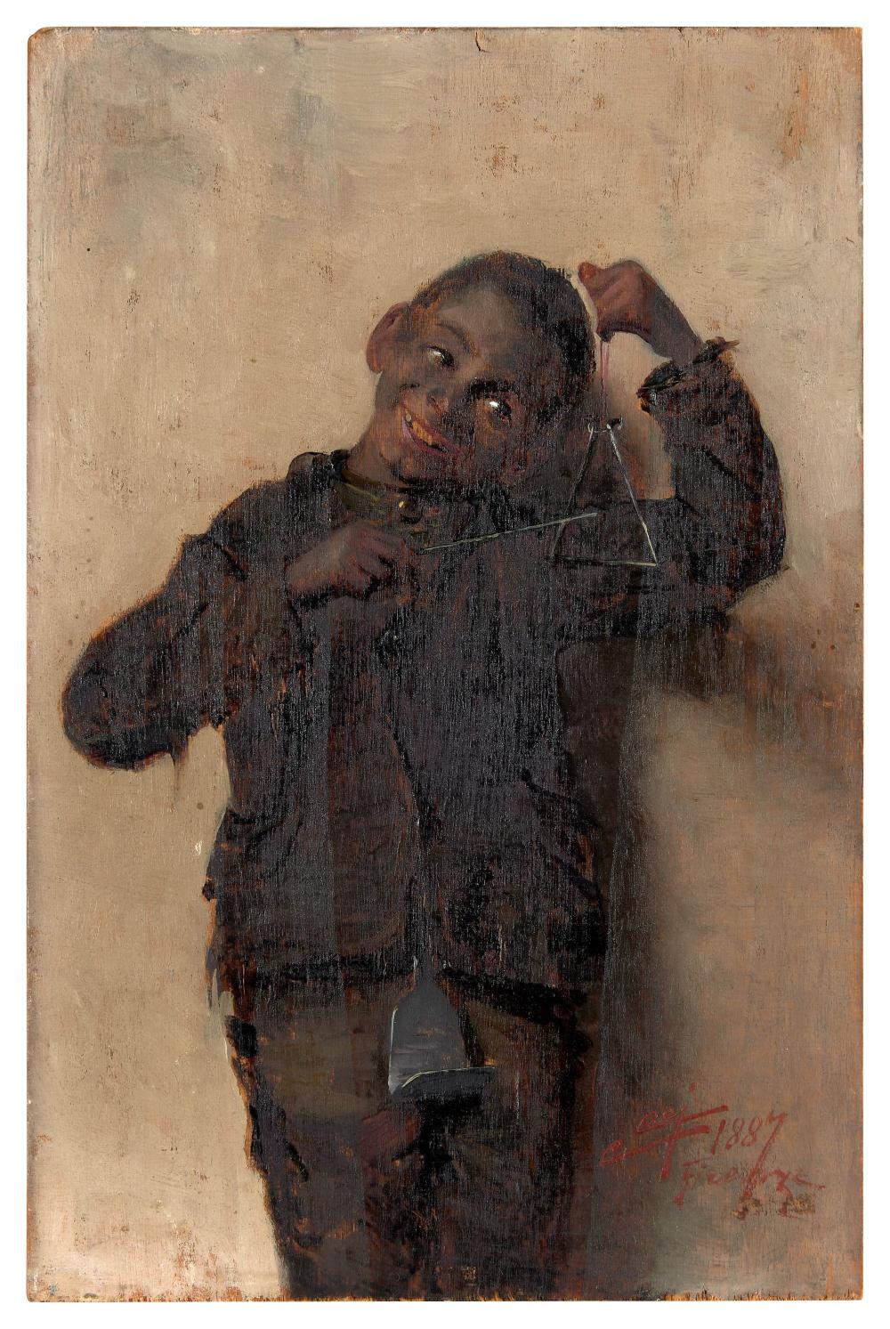 Cipriano Cei comparable auction result: cipriano cei italie 1864 1922 enfant des rues jouant au triangle 1887