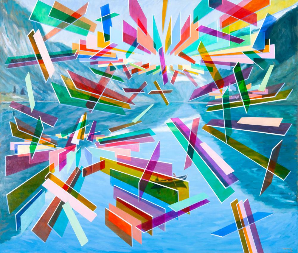 David Ledger comparable auction result: david ledger mountain lake oil on canvas