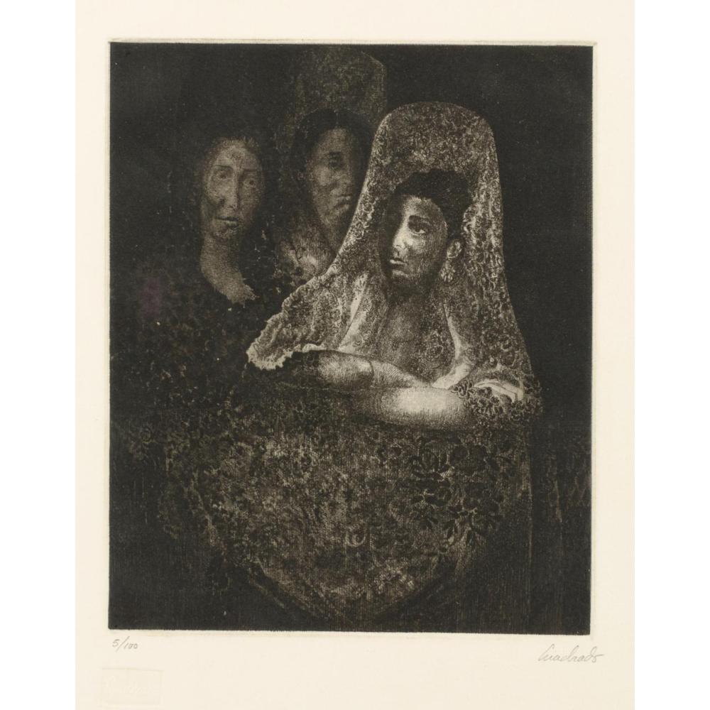 Francisco Cuadrado comparable auction result: francisco cuadrado sevilla 1939 mujeres de mantilla