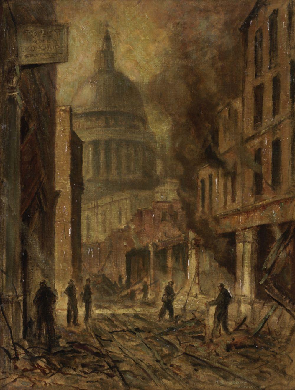 Henry Merritt comparable auction result: henry samuel merritt british 1884 1963 watling street after an air raid