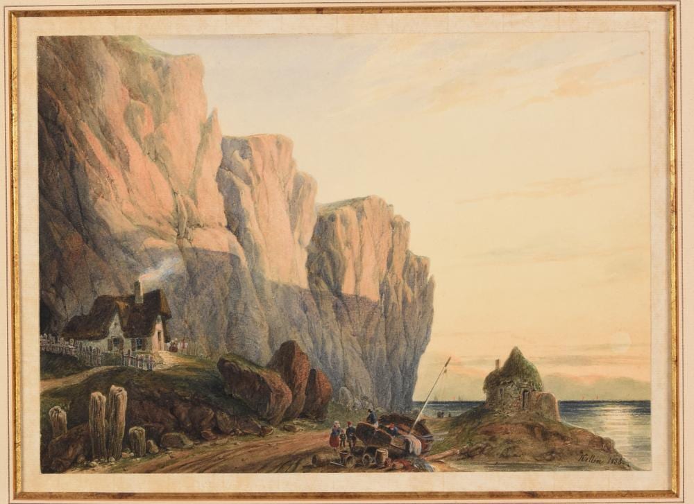 Nicolas Joseph Kellin comparable auction result: animated landscape with cottages on a rocky coast