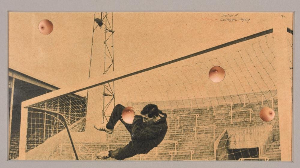 Roland Delcol comparable auction result: montage collage goalkeeper