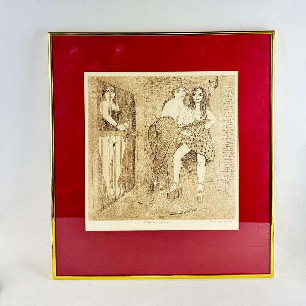 Paul Delprat comparable auction result: framed erotic art etching by paul ashton delprat
