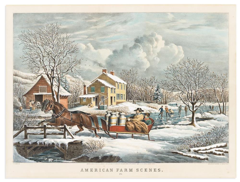 James Merritt Ives comparable auction result: currier nathaniel and fanny palmer american farm scenes no 4