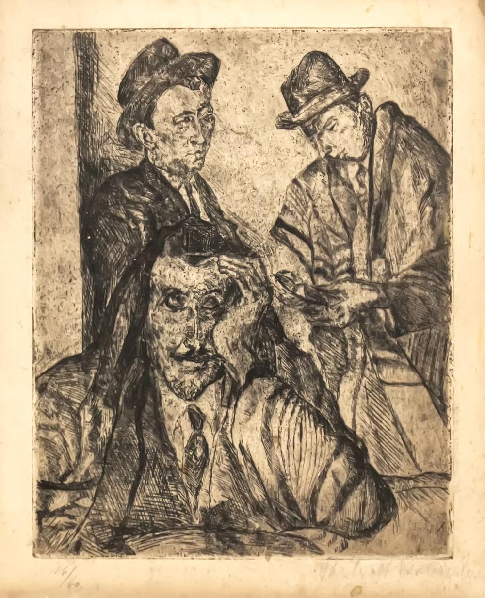 Vilmos Perlrott Csaba comparable auction result: vilmos perlrott csaba hungarian 1880 1955 reading men etching