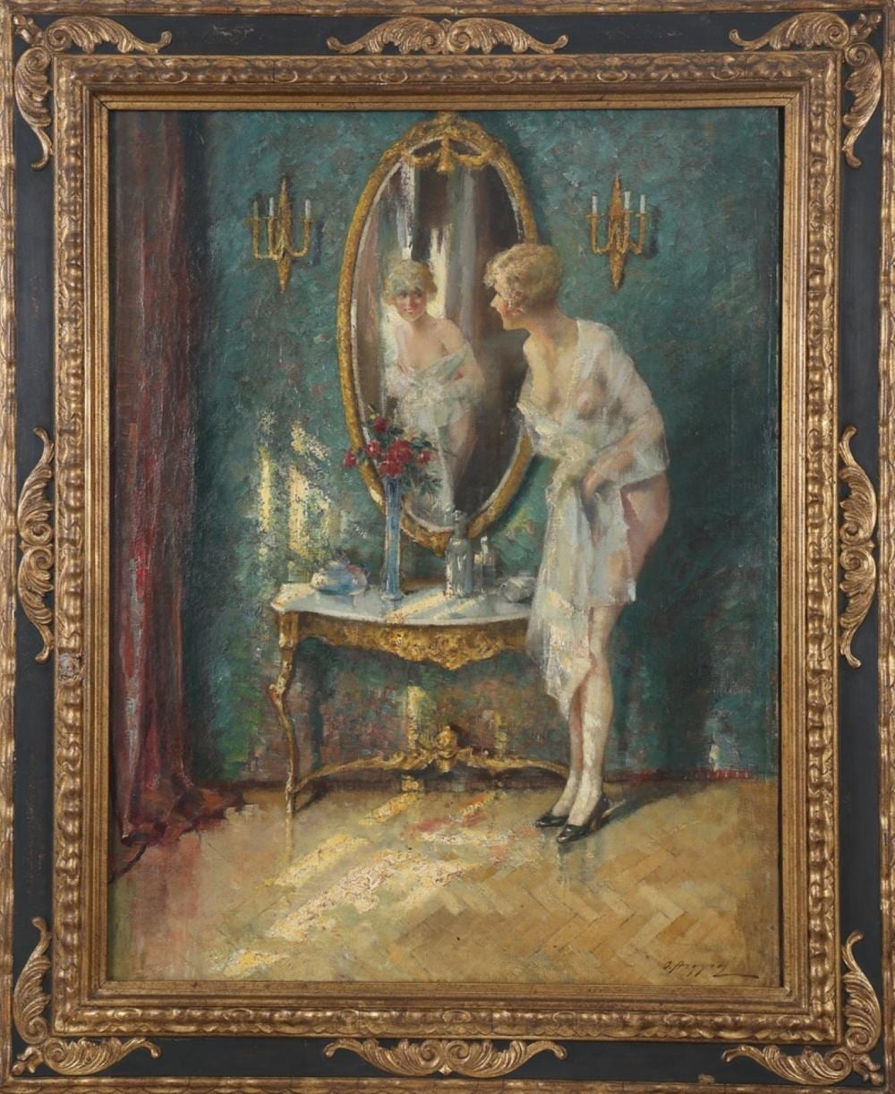 Oumbertos Argyros comparable auction result: oumbertos argyros 18 7 82 1963 woman in the mirror