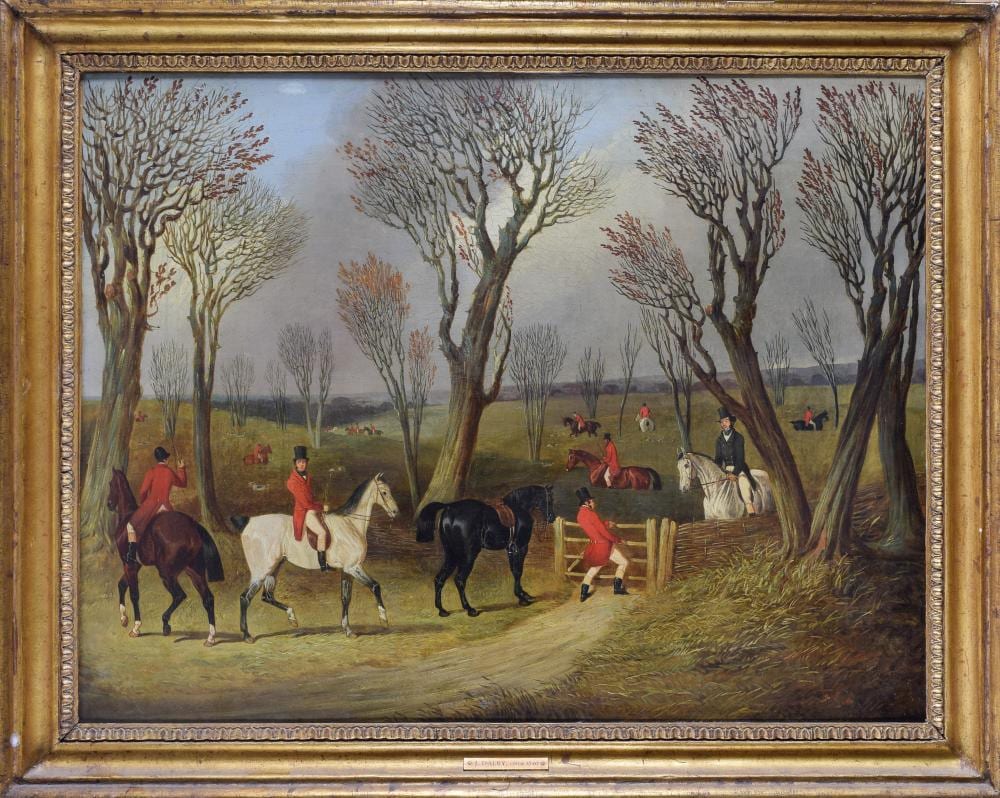 John Dalby comparable auction result: john dalby english 1810 1865 opening the gate huntsmen and hounds drawing cover