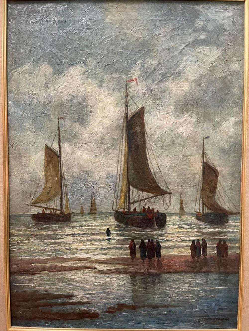 Martin Monnickendam comparable auction result: martin monnickendam signed oil on canvas return of the fishing boats