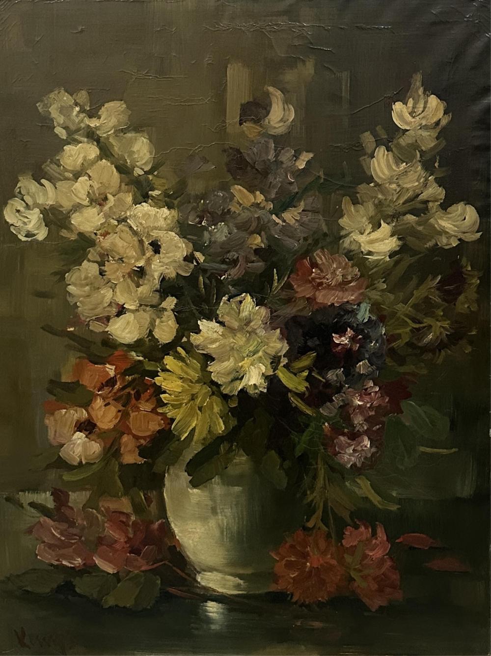 jeka kemp 1876 1967 ecole cossaise nature morte aux fleurs huile sur toile dimensions 84 x 63 cm · MJV Soudant · 2024-11-24 Jeka Kemp comparable auction result: jeka kemp 1876 1967 ecole cossaise nature morte aux fleurs huile sur toile dimensions 84 x 63 cm