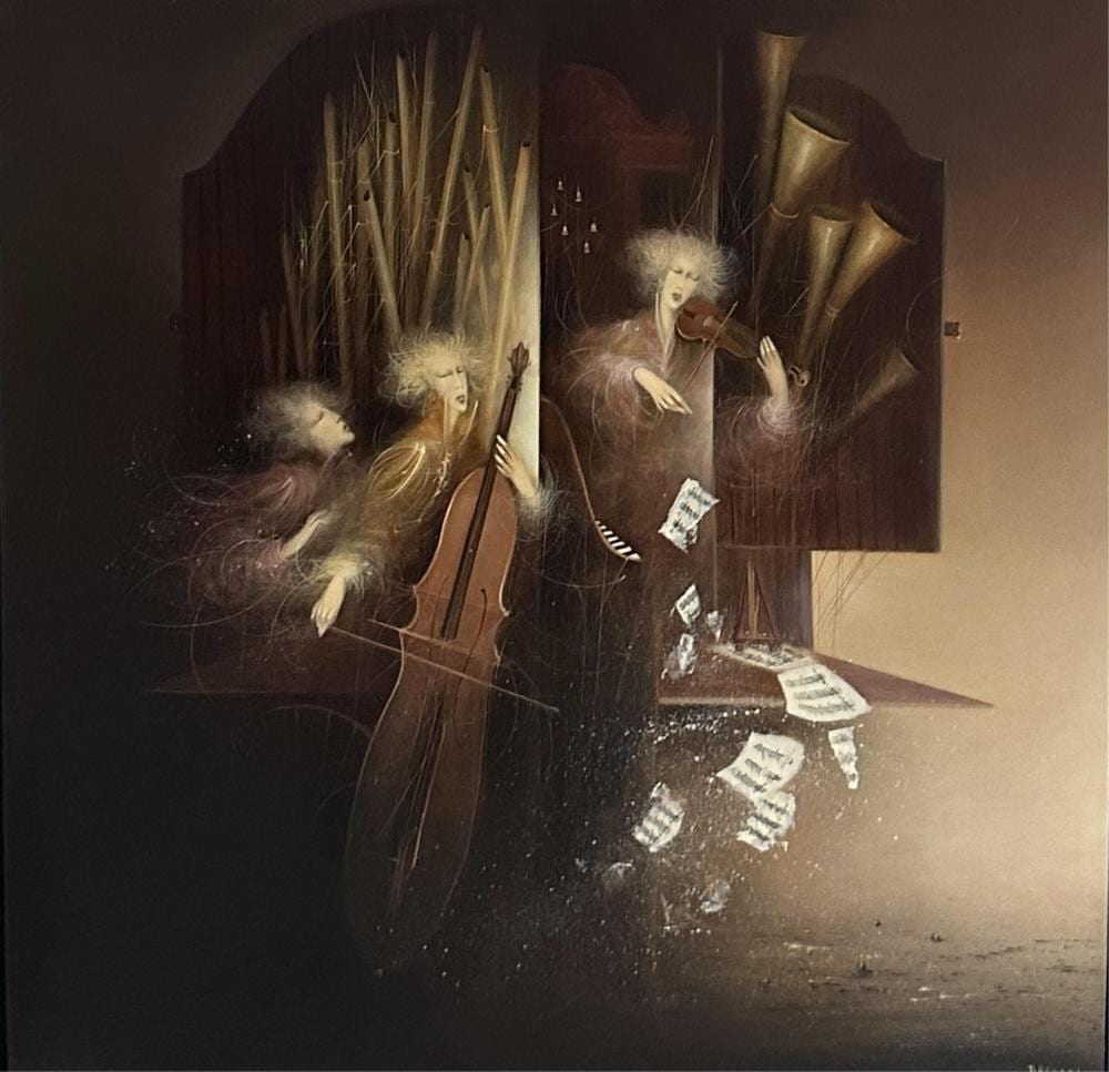 Jean-Claude Dresse comparable auction result: jean claude dresse 1946 le concert huile sur panneau dimensions 62 x 63 cm