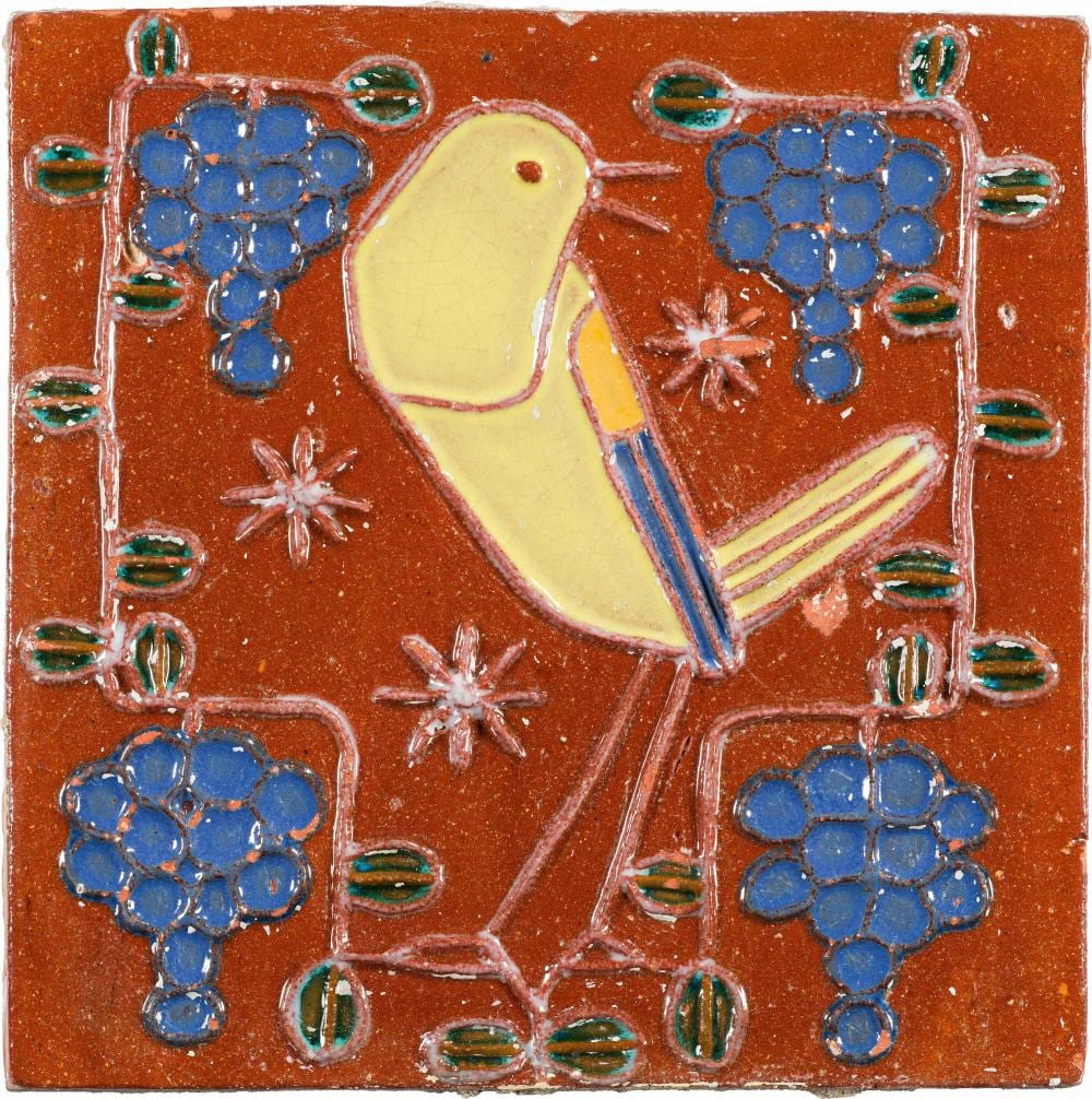Berthold Löffler comparable auction result: bertold l ffler tile with bird