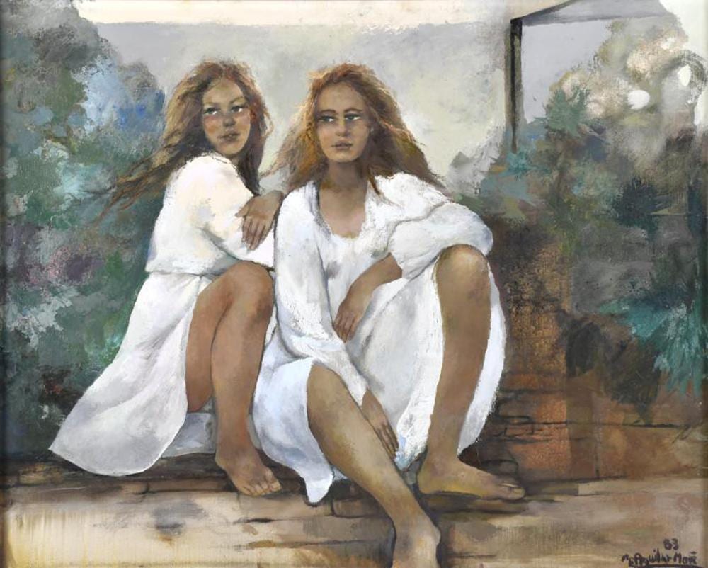 Ramón Aguilar Moré comparable auction result: ram n aguilar mor 1924 2015 two seated girls 1983