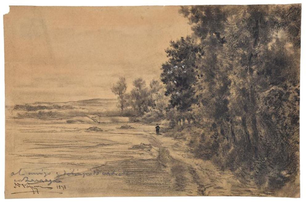Nicanor Vazquez comparable auction result: nicanor vazquez ubach 1870 1930 landscape with figure 1898