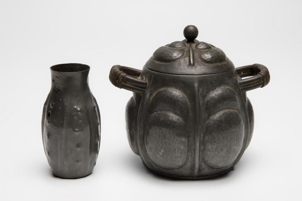 Alice Rey Colaço comparable auction result: alice 1872 1951 eugene chanal 1872 1925 art nouveau sugar bowl and small vase ca 1910 patinated metal with stamps with marks of use wear and slight flaws in the vase