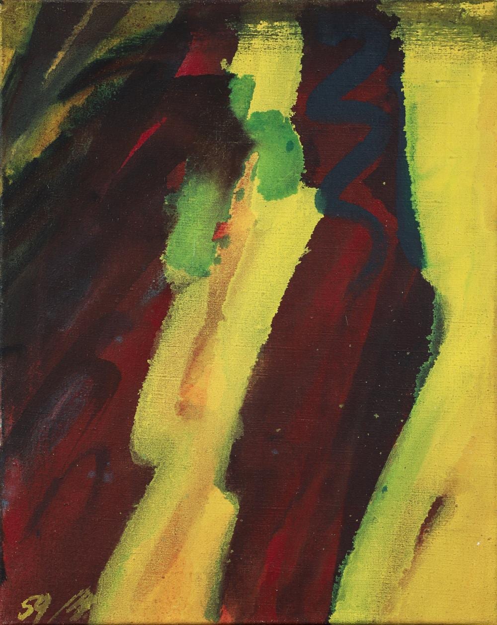 Josef Mikl comparable auction result: josef mikl 1959 oil rote figur auf gelb