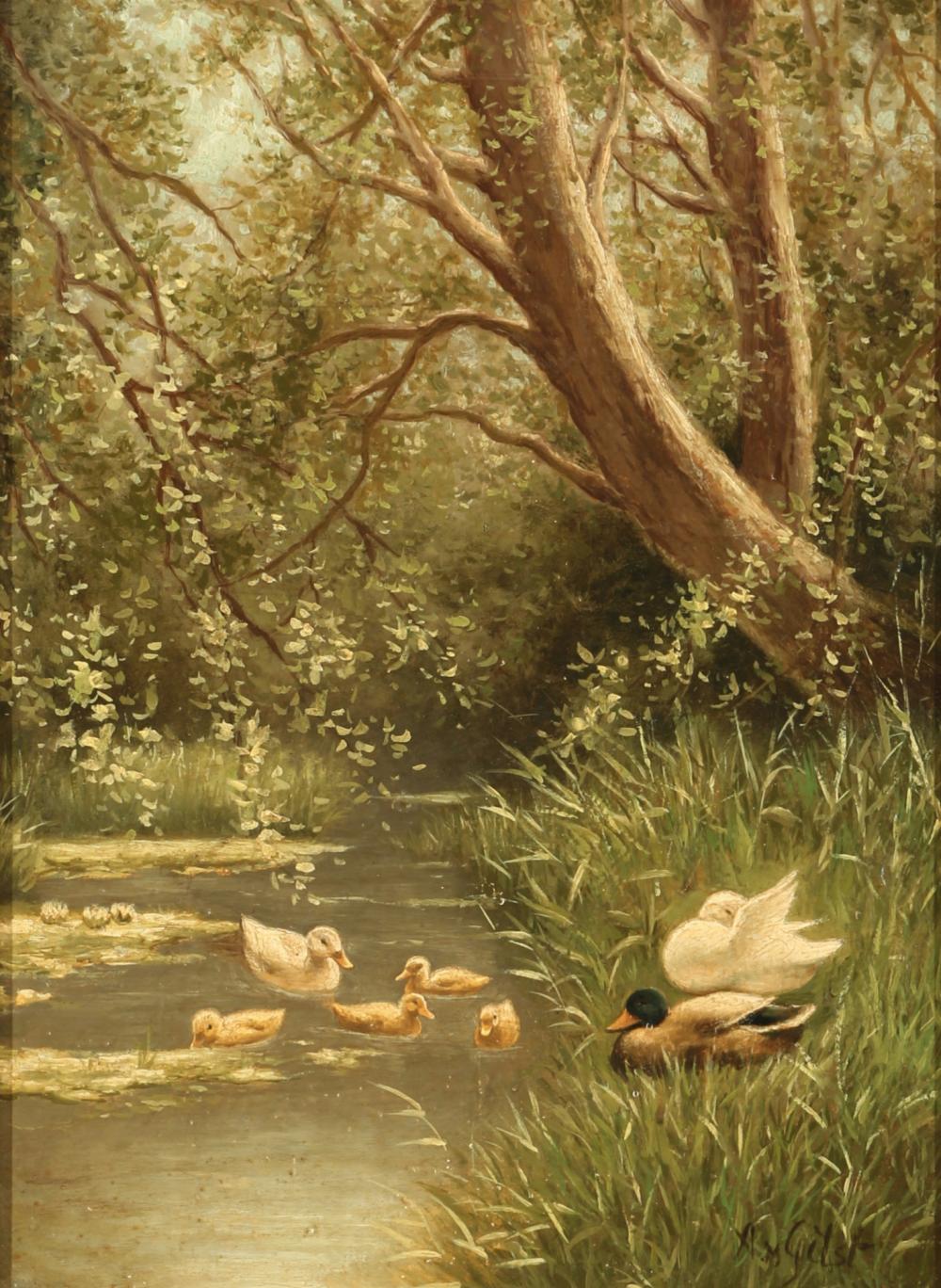 Aarnout van Gilst comparable auction result: aarnout van gilst 1898 1981 ducks in a forest landscape