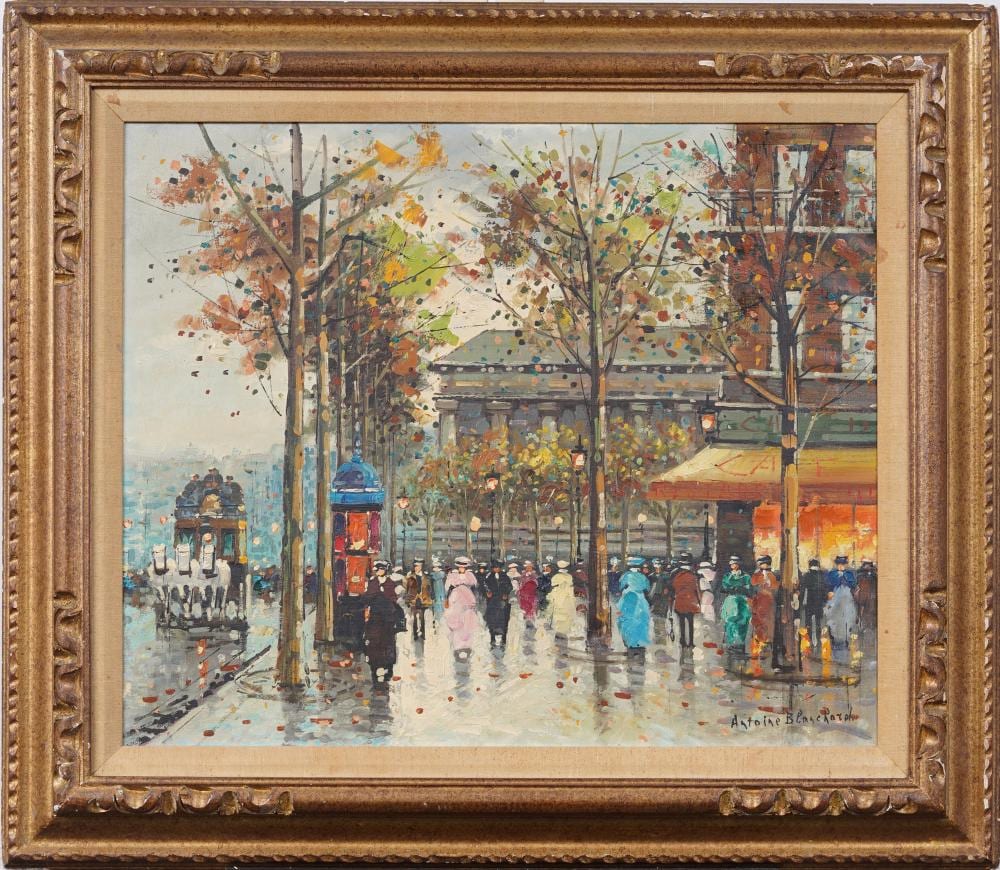 ATTR Antoine Blanchard (c.1910 - 1988) French Impressionist Signed Paris Street Scene Oil Painting sold by Curated Gallery Auctions, lot 503 — auction record photograph