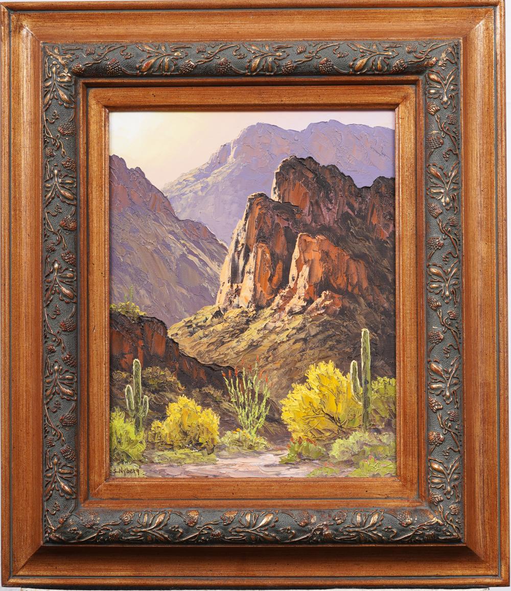 Susanne Nyberg comparable auction result: susanne nyberg born 1953 signed exhibited arizona desert impressionist framed oil painting