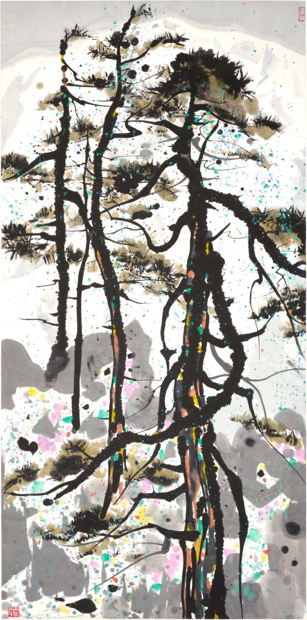 吳冠中　雪山與杜鵑 | Wu Guanzhong, Snowcapped Mountains and Azaleas comparable sale