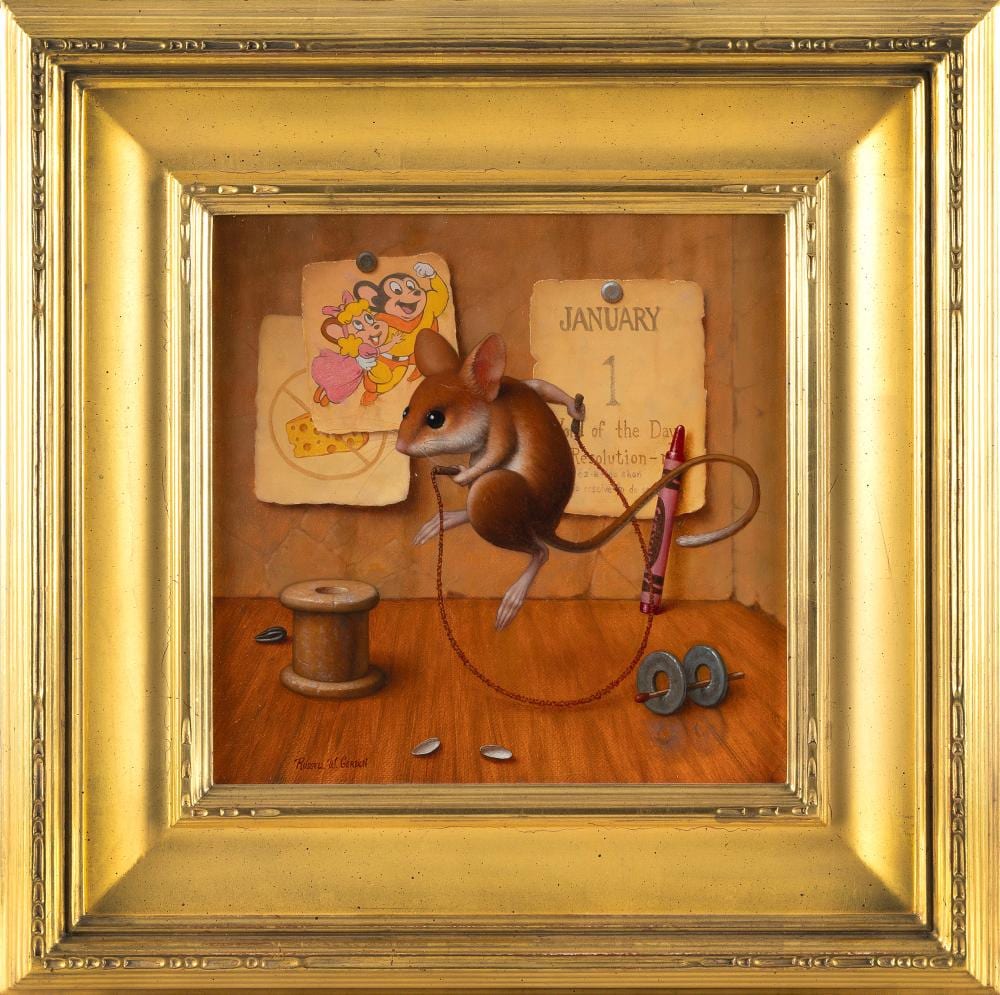 Russell (1968) Gordon comparable auction result: russell w gordon new york 1968 resolutions oil on canvas 10 x 10 framed 17 x 17