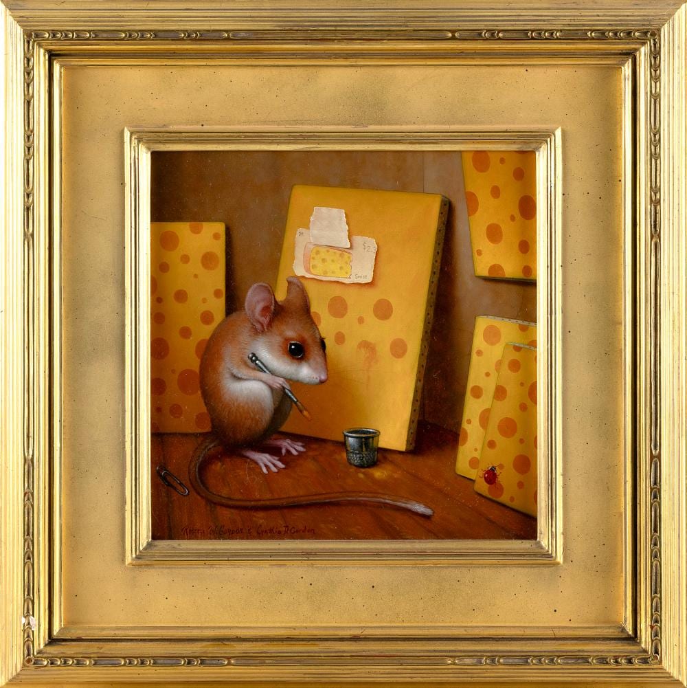 Russell (1968) Gordon comparable auction result: russell w gordon new york 1968 mixed media oil on linen 9 x 9 framed 15 x 15