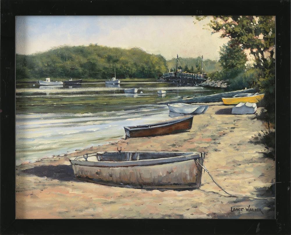 Lance Walker comparable auction result: lance walker massachusetts contemporary mill pond chatham oil on canvas 11 x 14 framed 12 x 15
