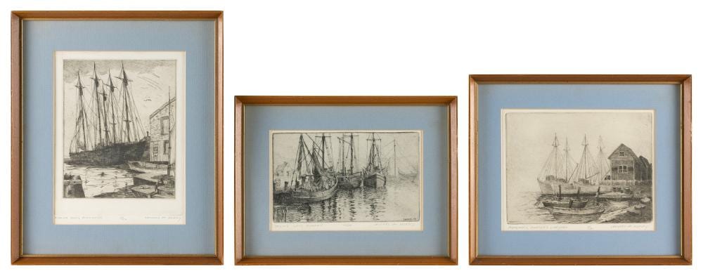 Leonard H. Mersky comparable auction result: leonard h mersky massachusetts mississippi 1917 1994 three maritime etchings