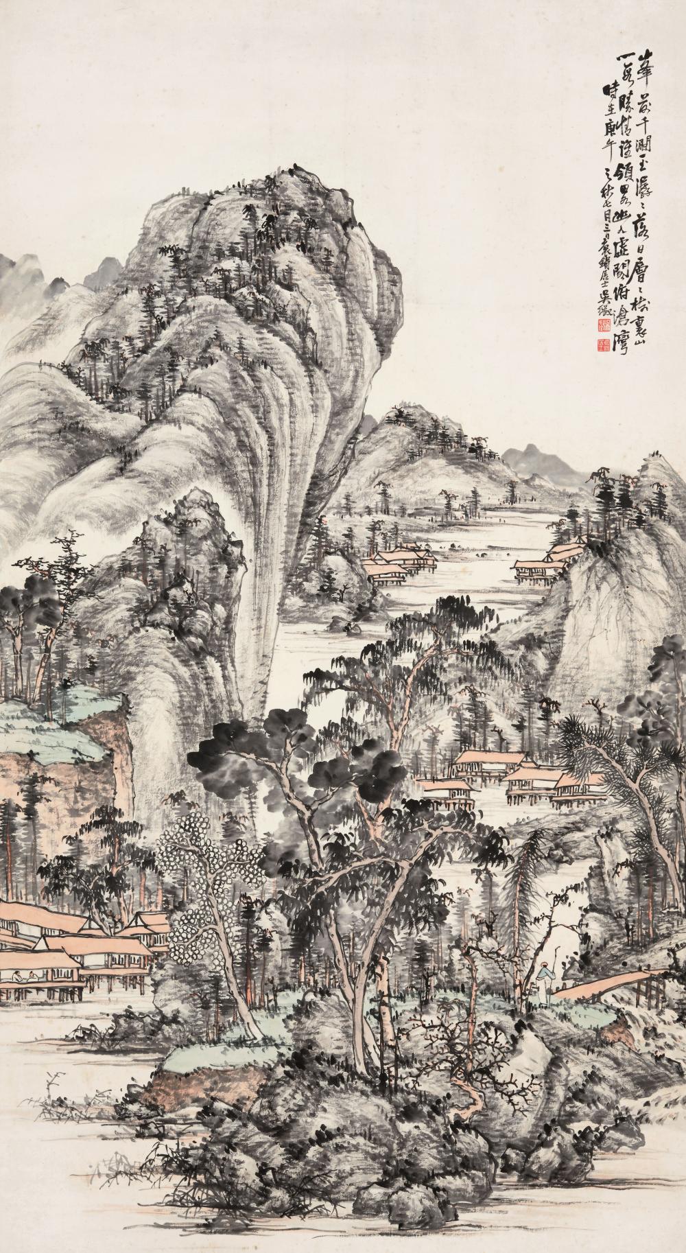 Zheng Wu comparable auction result: wu zheng 1876 1949 sunset in the mountains 1930