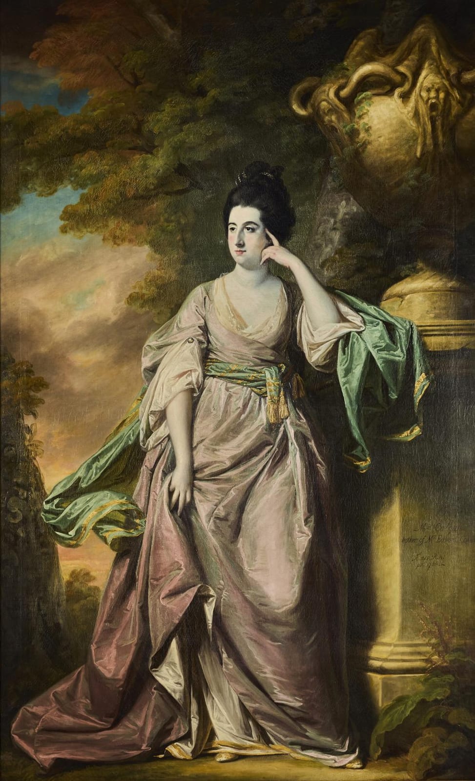 francis cotes london 1726 1770 portrait of mrs william colhoun of wretham norfolk full length standing beside an urn before a landscape · Bonhams · 2024-12-04 Francis Cotes comparable auction result: francis cotes london 1726 1770 portrait of mrs william colhoun of wretham norfolk full length standing beside an urn before a landscape
