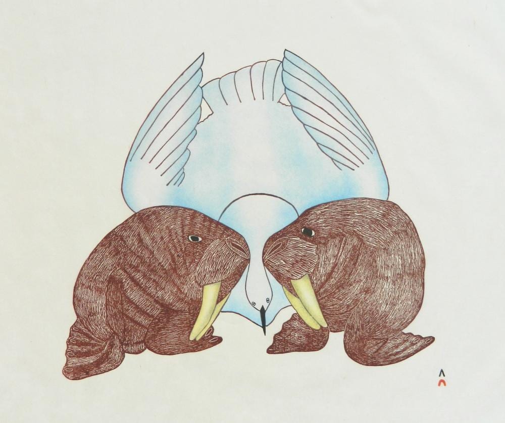 Mayureak Ashoona comparable auction result: mayureak ashoona inuit 1946 stencil