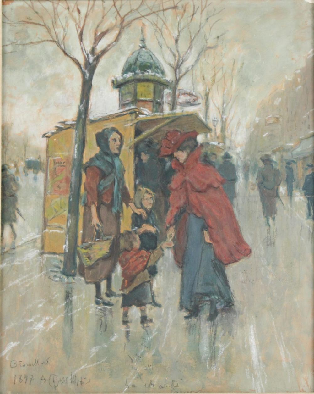 Augustin Grass-Mick comparable auction result: augustin grass mick french 1873 1963 parisian street scene mixed media on paper