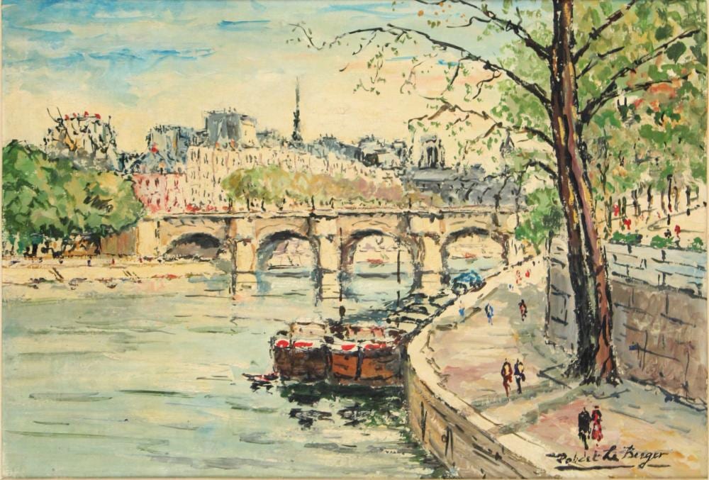 Robert LeBerger comparable auction result: robert leberger 1905 1972 pont neuf oil on board
