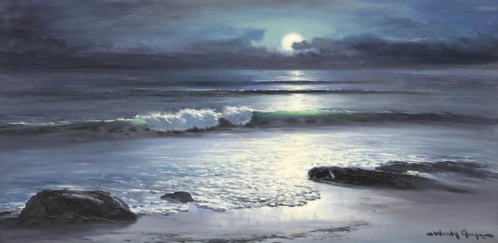 Woody Gwyn comparable auction result: woody gwyn new mexico b 1944 seascape painting moonglow