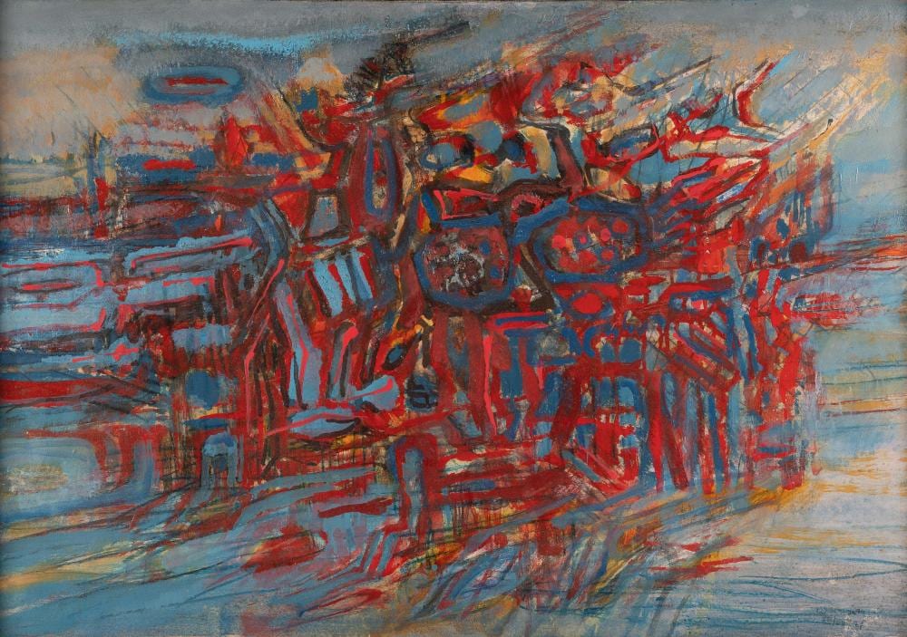 Conrad Westpfahl comparable auction result: conrad westpfahl 1891 berlin wetzhausen 1976 komposition in rot und blau