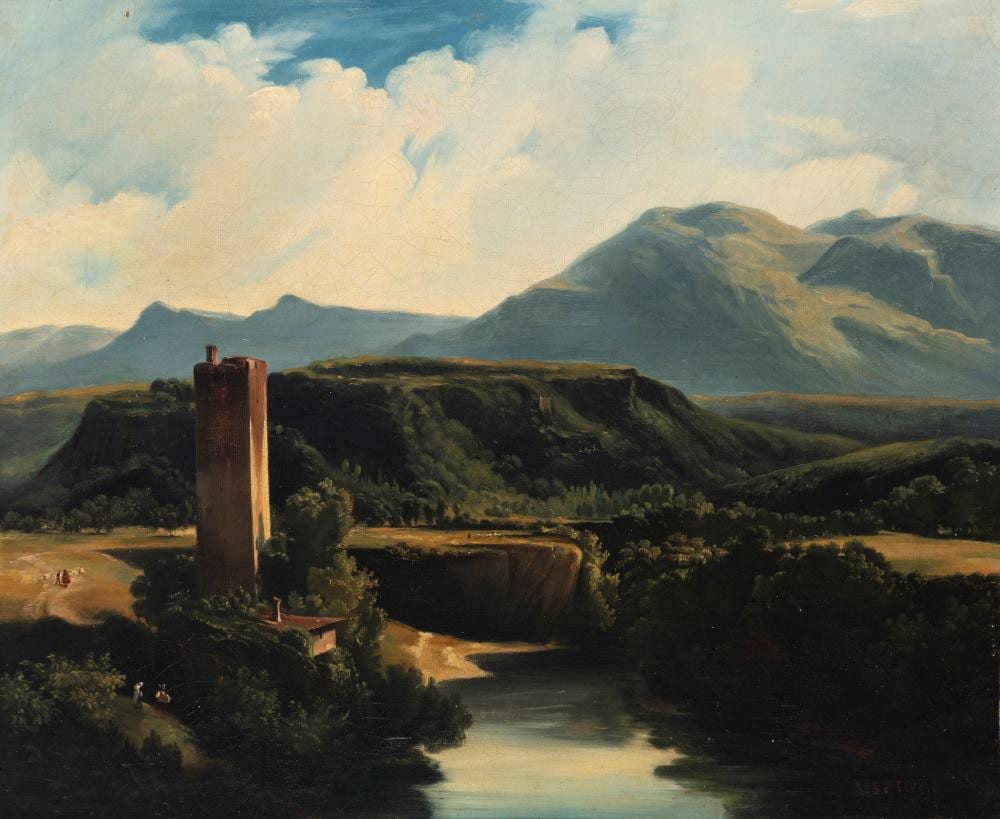 Serafino DeTivoli comparable auction result: serafino de tivoli livorno 1826 firenze 1892 french countryside with wayfarers