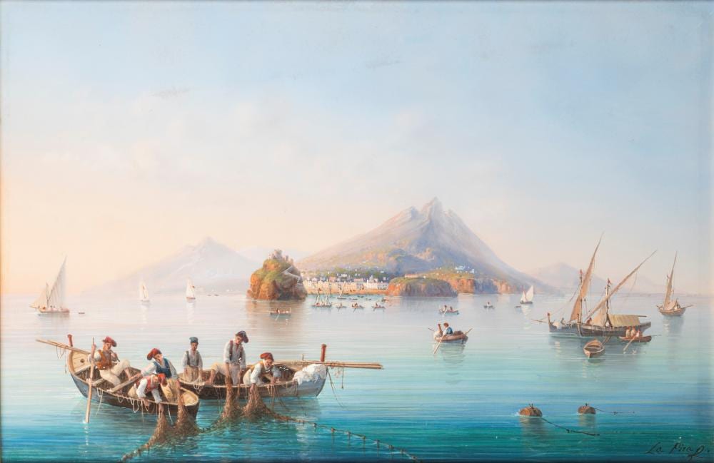Gioacchino LaPira comparable auction result: gioacchino la pira attivo tra 1839 e 1875 fishermen off the coast of ischia