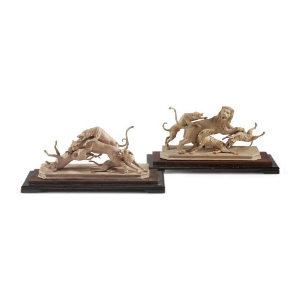 A. Hunt comparable auction result: a pair of terracotta hunt groups