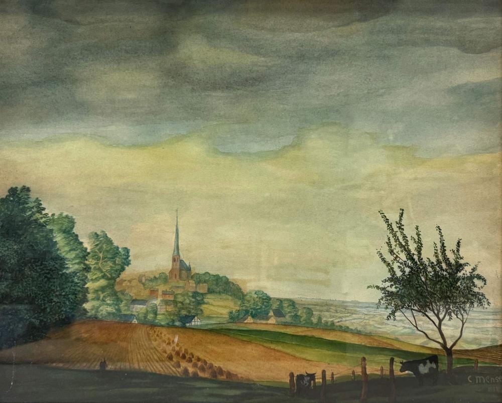 Carl Mense comparable auction result: carlo mense deutsch 1886 1965 kierberg bei br hl 1935 aquarell unten rechts signiert und datiert lichtma 38 x 48 cm rahmen 41 x 51 cm guter altersbedingter zustand