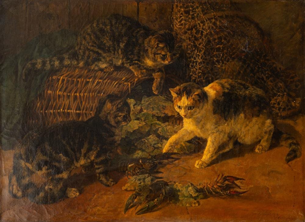 Horatio Henry Couldery comparable auction result: horatio henry couldery londra 1832 1893 curious cats 1885