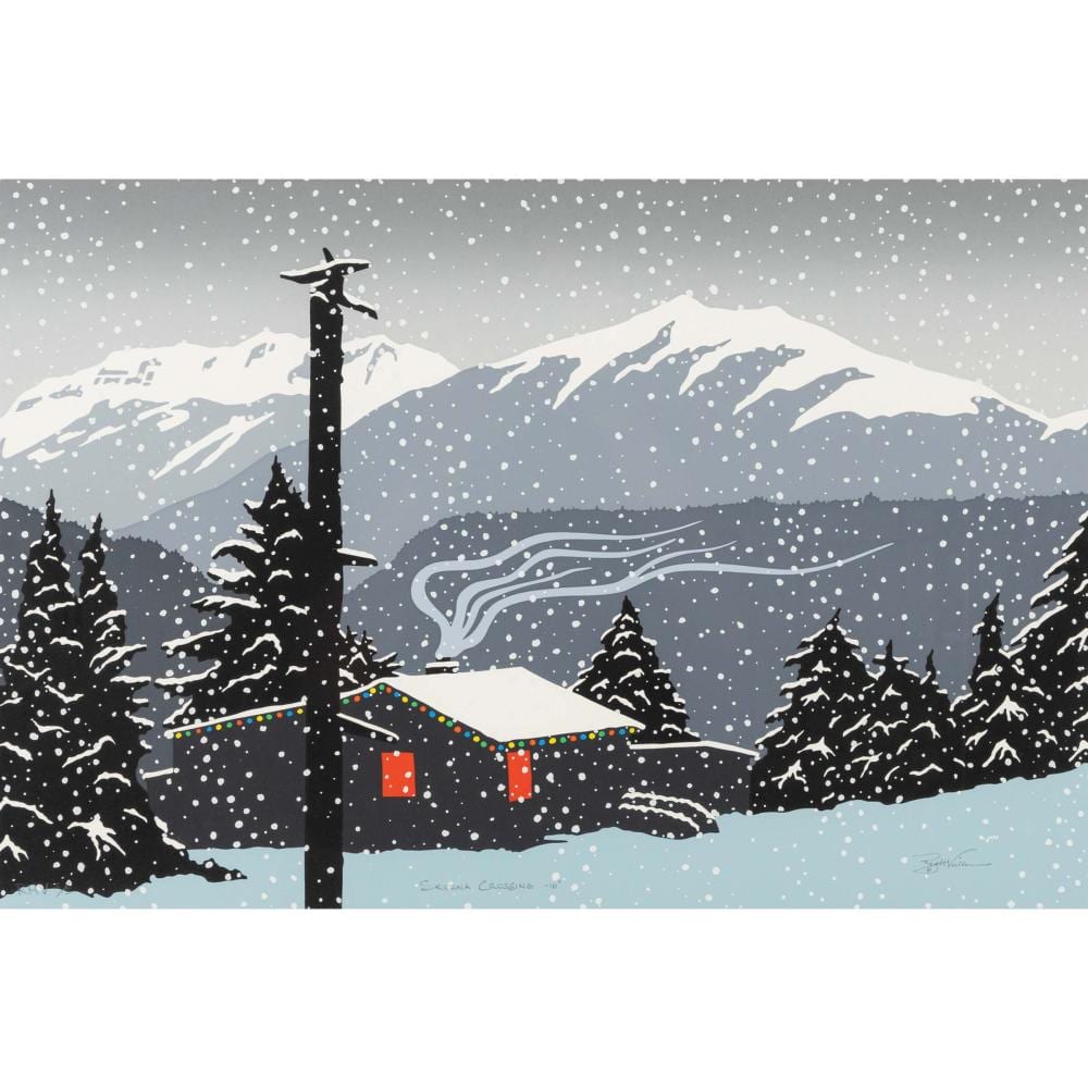 Roy Henry Vickers comparable auction result: roy henry vickers b 1946 skeena crossing 16 degrees 1986