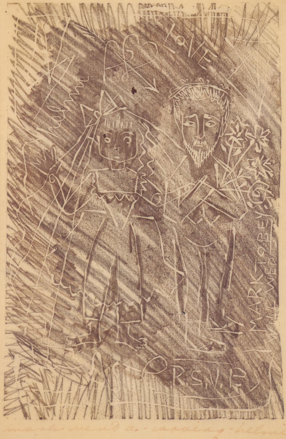 Helmi Juvonen comparable auction result: helmi juvonen mark went a wooing linocut