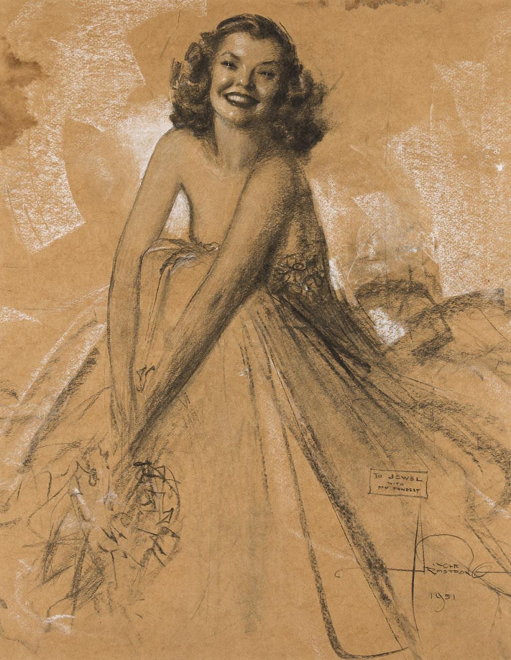 Rolf Armstrong comparable auction result: rolf armstrong 1890 1960 jewel flowers with my fondest