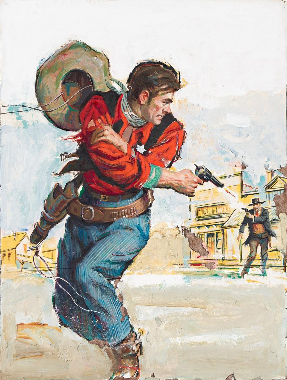 everett raymond kinstler 1926 2019 sheriff shoots back · Swann Auction Galleries · 2024-12-12 Everett Raymond Kinstler comparable auction result: everett raymond kinstler 1926 2019 sheriff shoots back