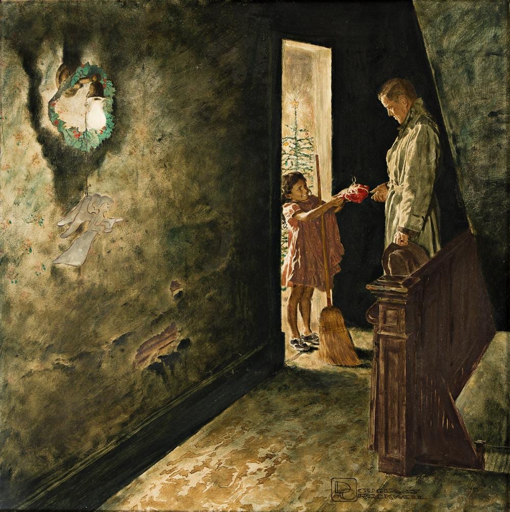 Douglass Crockwell comparable auction result: spencer douglass crockwell 1904 1968 merry christmas she said and don t be sad any more please