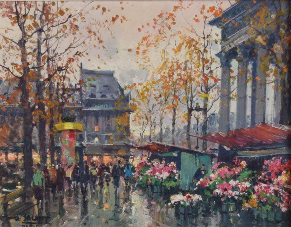 Jean Salabet Oil on Canvas Paris Street Scene sold by Willow Auction House, lot 54 — auction record photograph