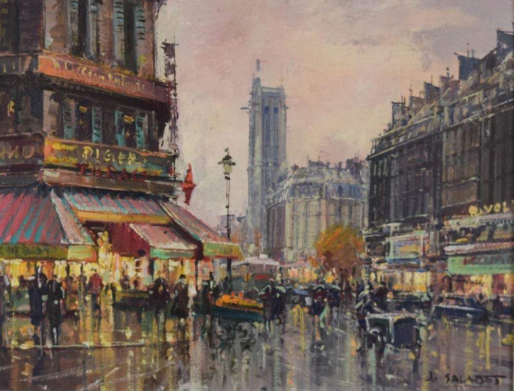 Jean Salabet Oil on Canvas Paris Street Scene sold by Willow Auction House, lot 55 — auction record photograph