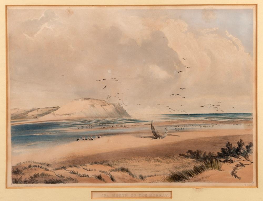 George French Angas comparable auction result: george french angas 1822 1826 sea mouth of the murray hand coloued lithograph titled lower centre 27 x 36cm 55 x 63cm overall
