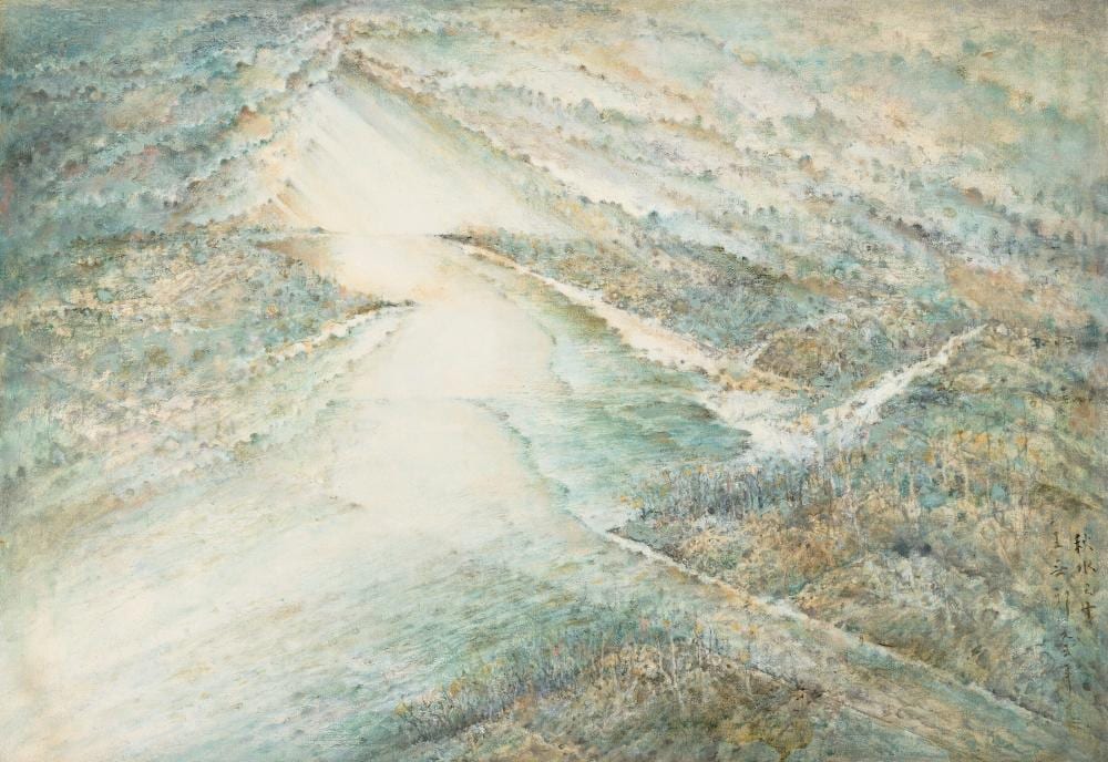 Wucius Wong comparable auction result: wucius wong wang wuxie b 1936 autumn water no 10 oil on canvas fram