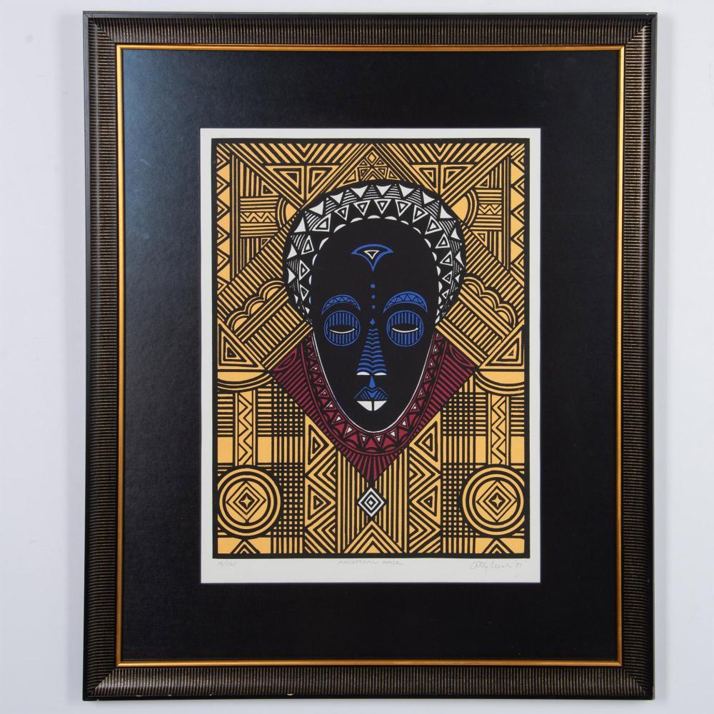 Otto Neals comparable auction result: otto neals original lithograph ancestral mask signed